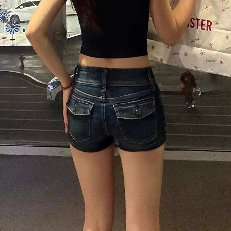 Short en Jean taille basse pour femme, pantalon court, Slim, élastique, Vintage, Y2K, Streetwear, tendance, été, 2026