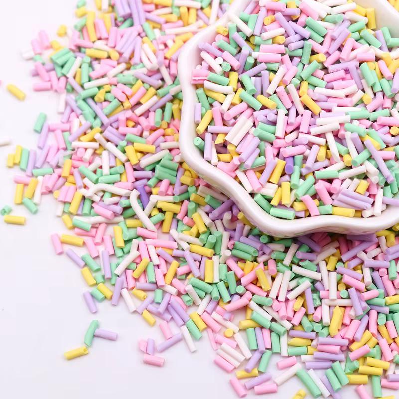 Tranches d'argile polymère bonbon, 1mm d'épaisseur, longue argile chaude cylindrique pour fournitures de Slime, artisanat de bricolage, petit accessoire Klei en plastique