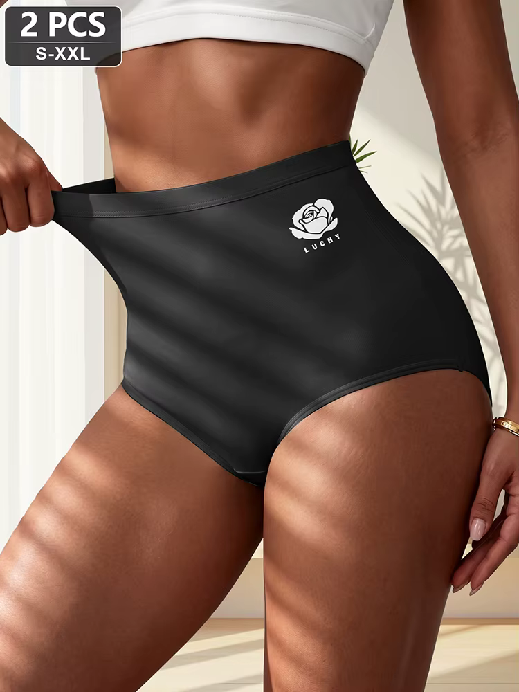 Lot de 2 culottes élégantes taille haute pour femme