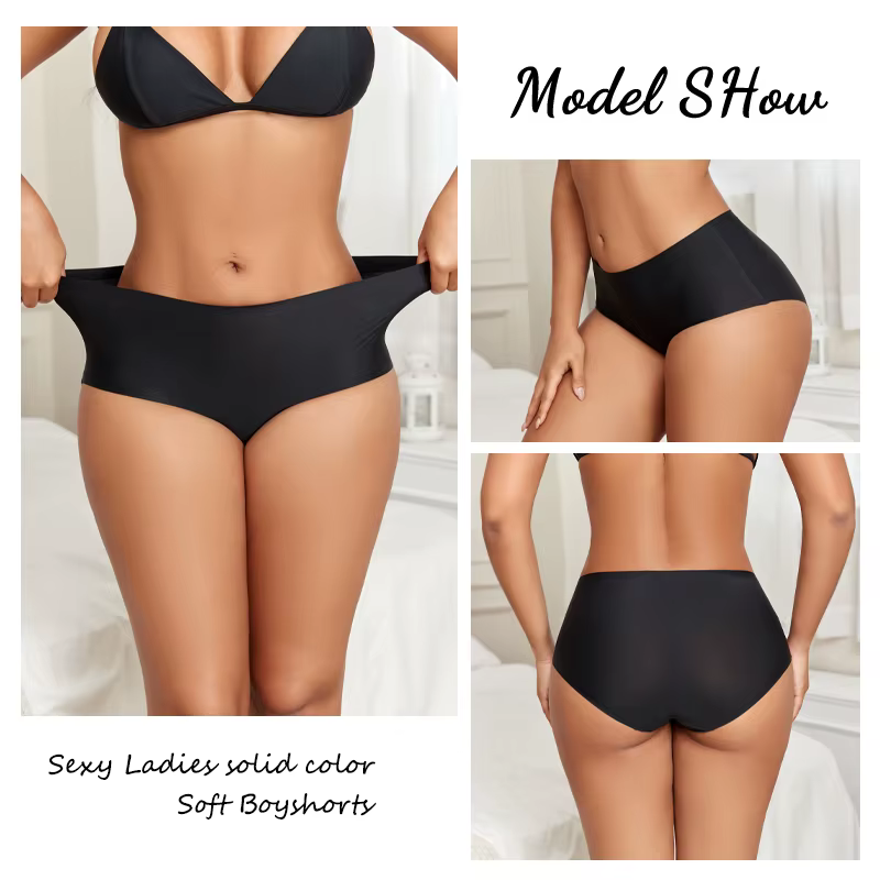 4 pièces/ensemble sans couture taille haute culottes pour femmes Sexy couleur unie