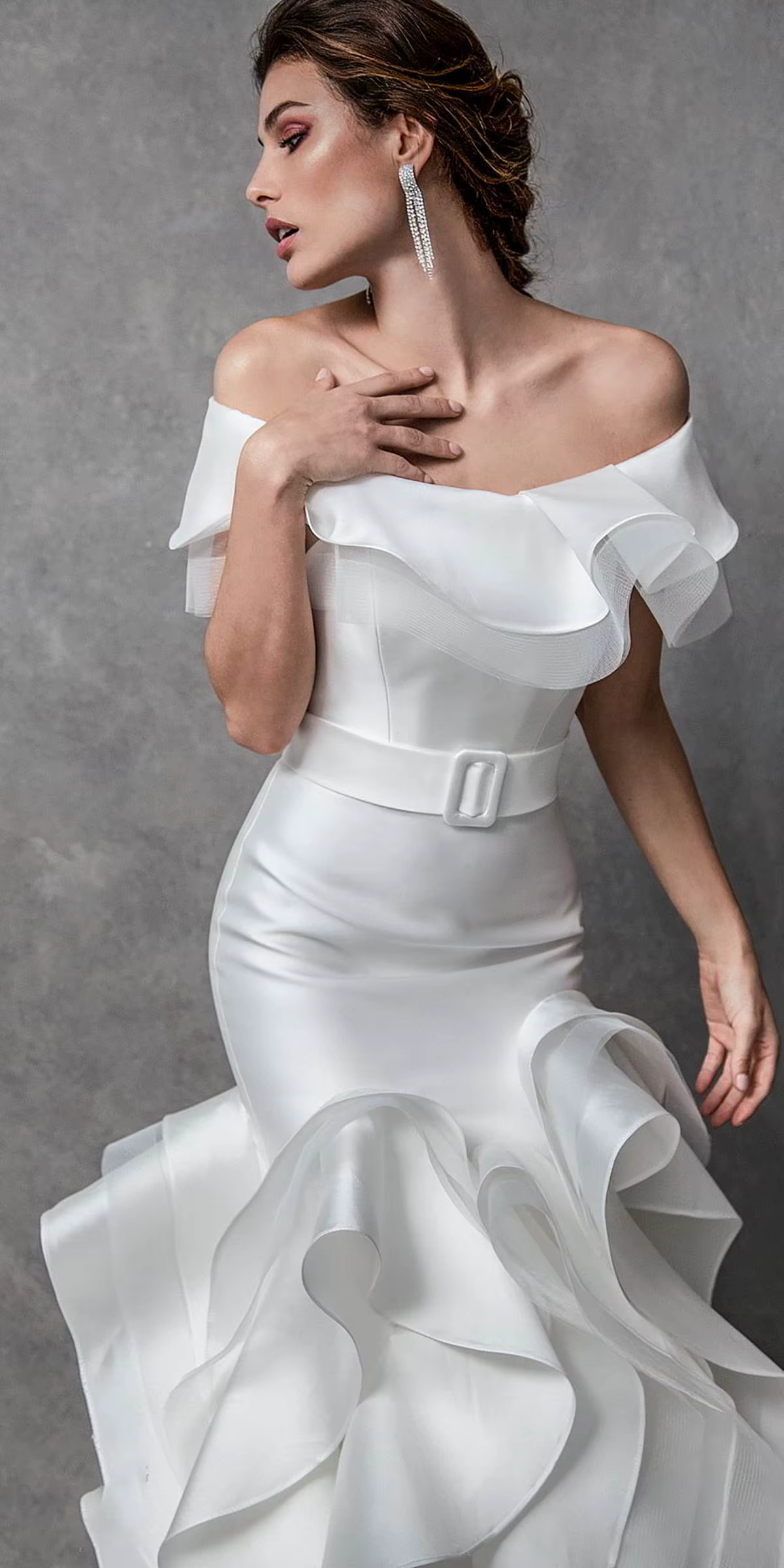 Robes de mariée modernes style fourreau avec volants, ceintures et en satin sans manches, grandes tailles, Vestidos De Novia, taille et couleur personnalisées
