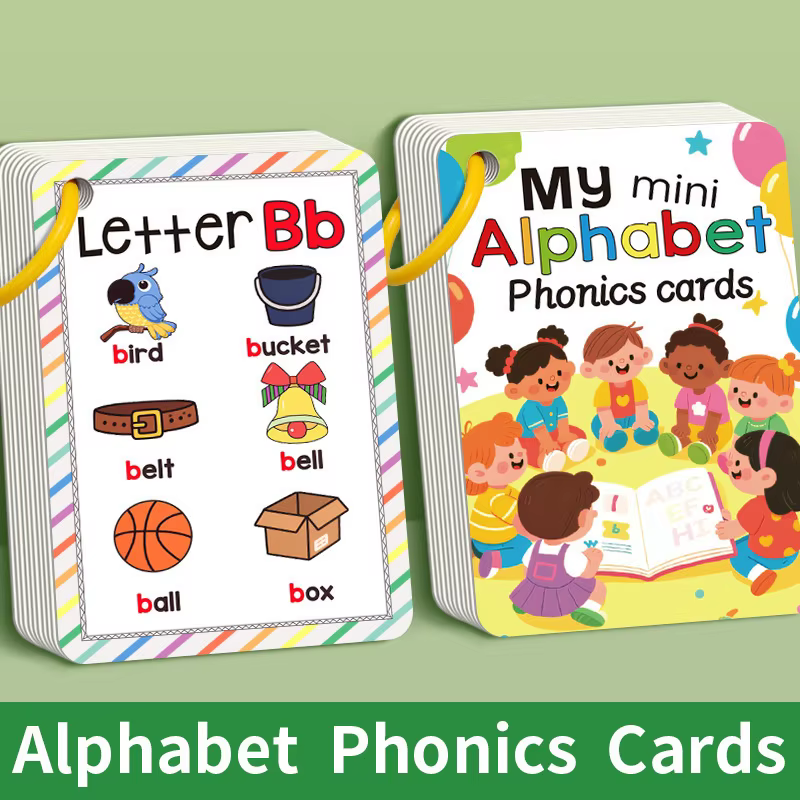 26 lettres cartes de l'alphabet anglais 156 mots avec images cartes flash pour enfants cartes de conception colorée A-Z cartes de mots cadeaux pour enfants