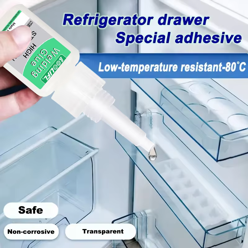 Le réfrigérateur adhésif spécial, adhésif puissant, adhésif plastique, scellé de boîte, porte en verre, etc. adhésif spécial, équipé d'une buse de colle auxiliaire, transparent, résistant aux basses t