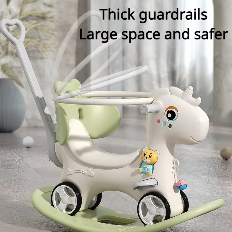 Cheval à bascule pour tout-petits, jouet à bascule pour bébé, cadeau d'anniversaire et de noël amusant pour enfants, vélo d'équilibre avec poignée poussoir