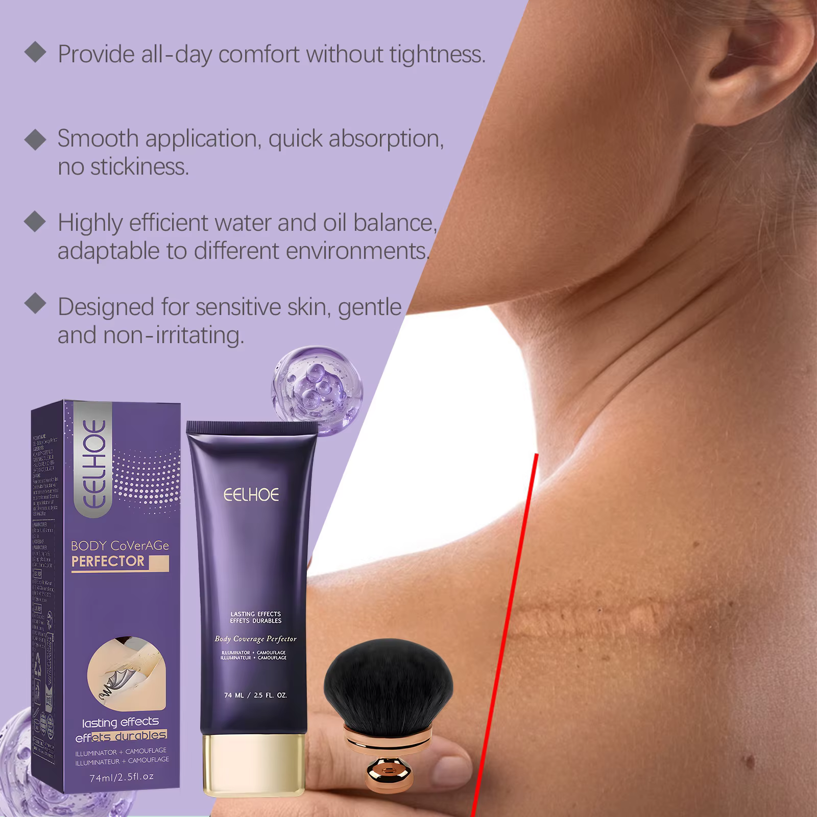 ​ EELHOE corps correcteur couverture complète couvrant tatouage résistant à la sueur imperméable
