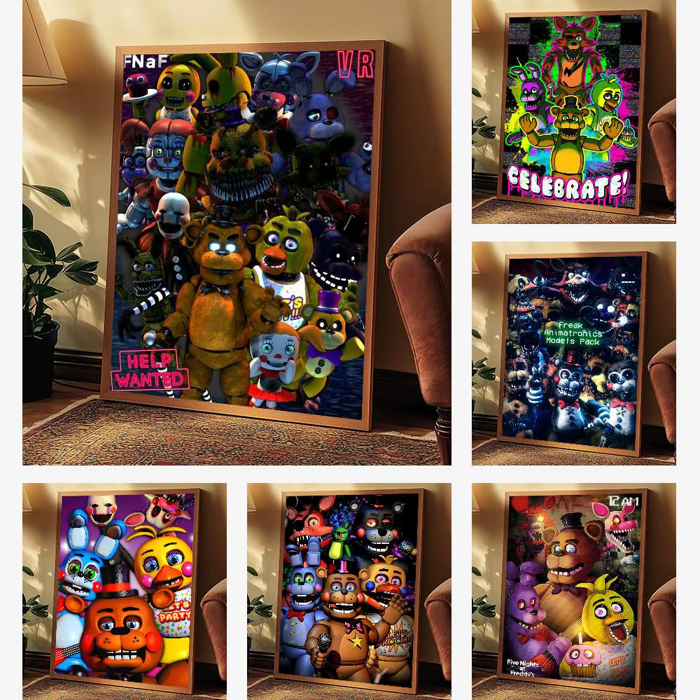 Affiche d'art Fnaf Five-nights-At-Freddys avec imprimés, décoration de maison, chambre à coucher, salon, cadeau