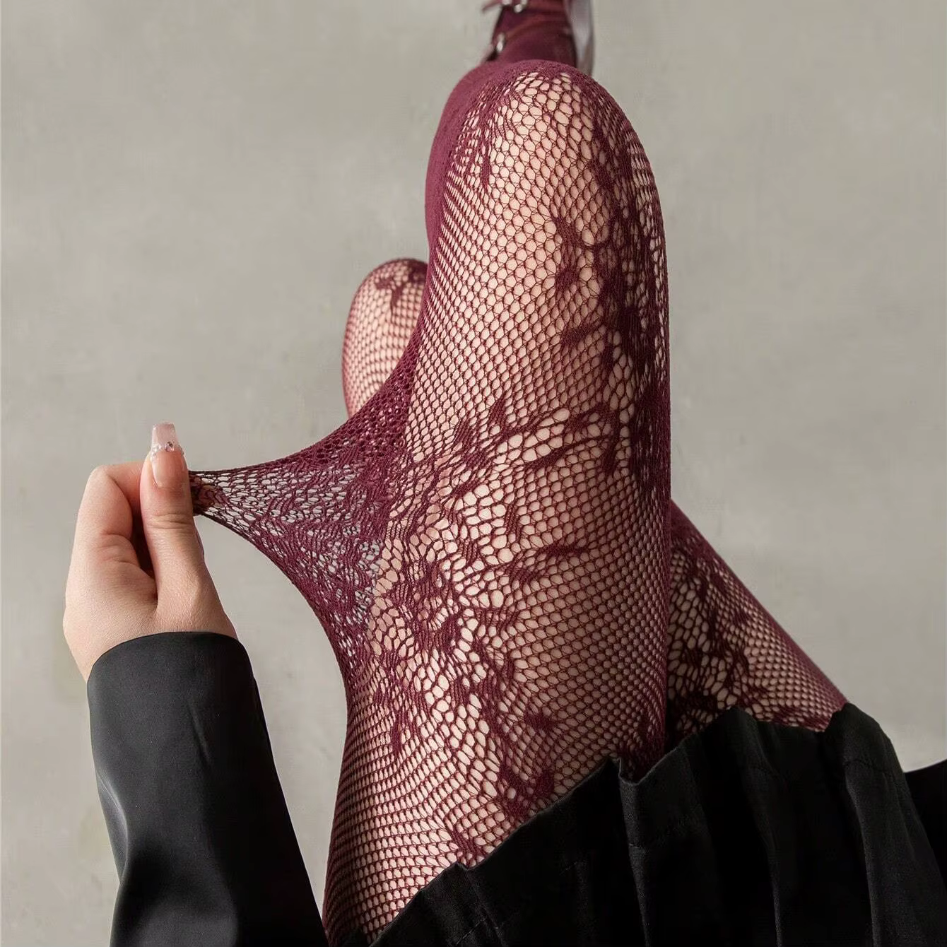 Collants Slim bordeaux noir pour femmes