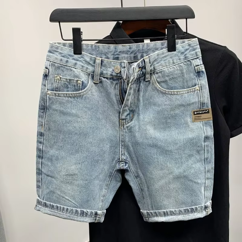Short en jean droit graphique pour homme, pantalon court, boutons de mode, nouveauté de luxe, Y2K, été, vente XL, original, nouveau
