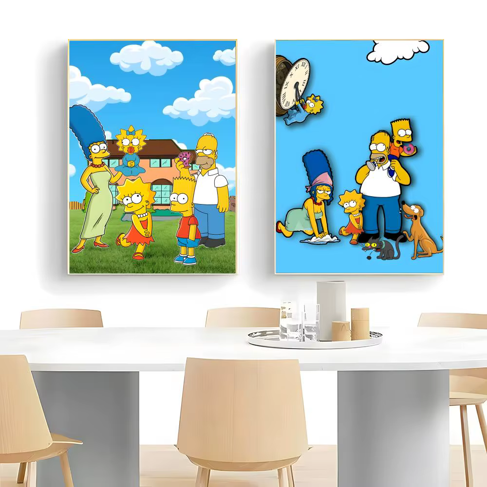 Affiche murale Anime T-The Simpsons, impression artistique adaptée au salon, chambre à coucher, bar, salon, décoration de la maison, cadeau