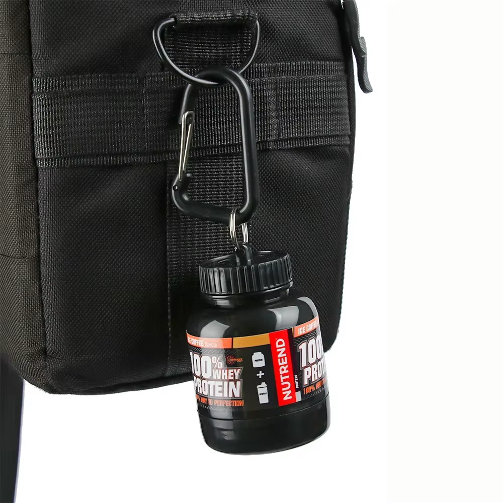 Bouteille de poudre de protéines Portable avec porte-clés de lactosérum, entonnoir de santé, boîte à médicaments, petite tasse d'eau, conteneur de camping en plein air