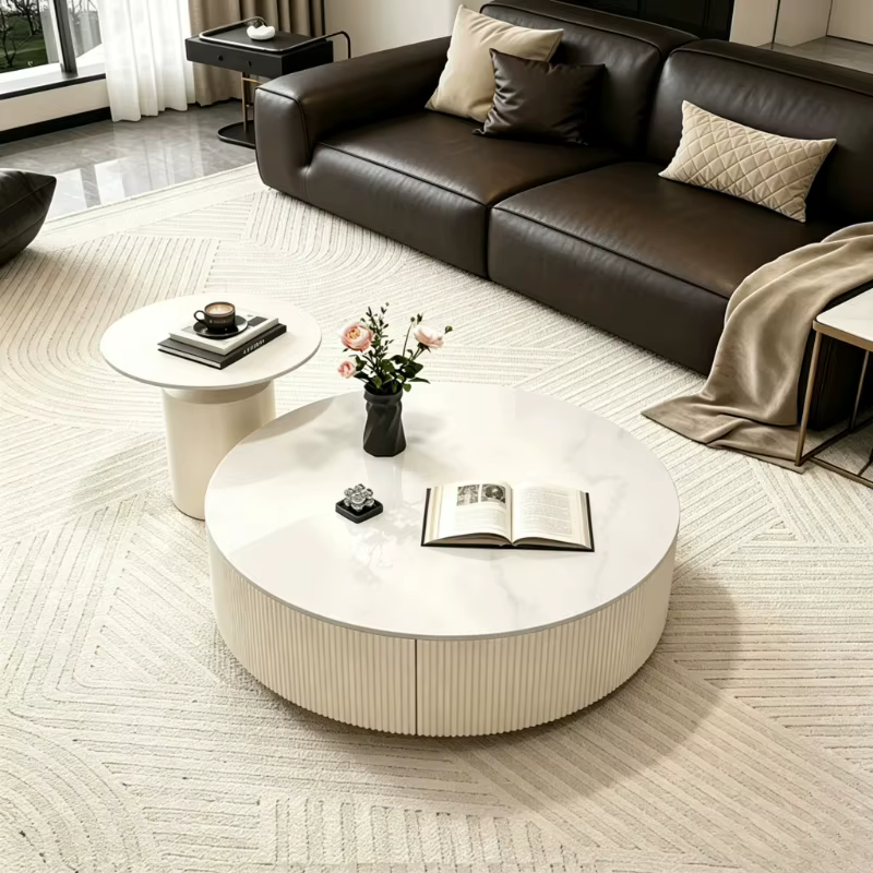 Table basse minimaliste moderne pour salon, design gain de place, petite table basse ronde pour balcon, meubles de salon