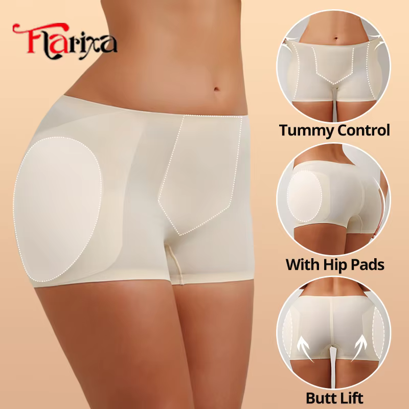 Flarixa coussinets de hanche Shapewear culottes tissu de glace contrôle du bas de l'abdomen Boxer Shorts femmes rehausseur de fesses sous-vêtements rembourrés respirant