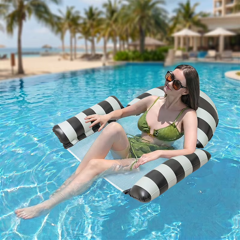 Radeau flottant, chaise longue de bain, lit flottant, bouée de natation, double dossier pliable, flotteur de piscine