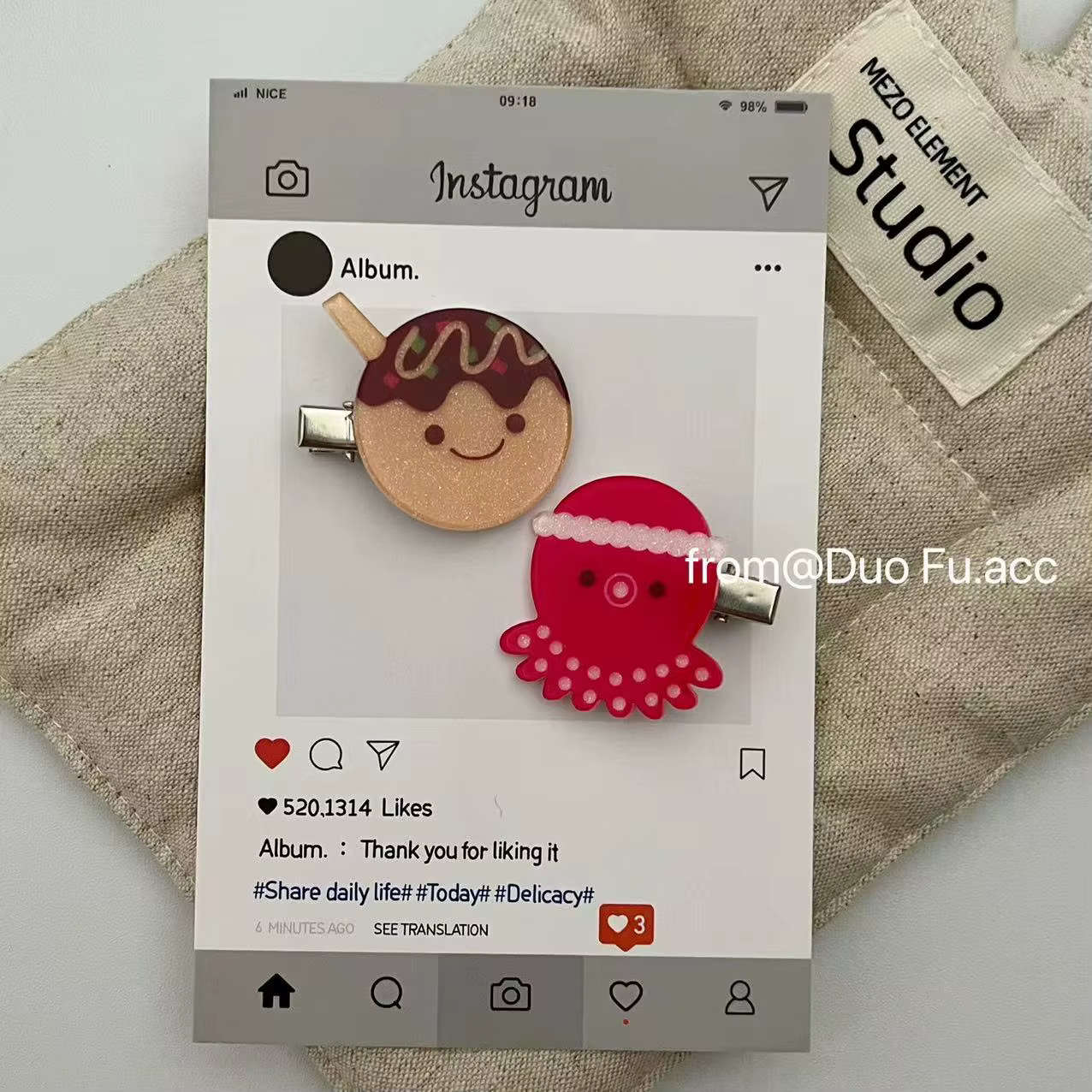 2 pinces à cheveux Takoyaki en forme de pieuvre pour femmes, barrettes en acrylique mignonnes édition limitée Osaka, accessoires de coiffure à thème alimentaire, bijoux