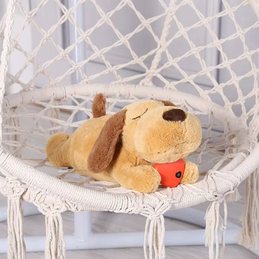 Mignon chiot en peluche doux, aide au sommeil, avec rythme cardiaque, pour l'entraînement comportemental, soulagement de l'anxiété, pour chien couché, jouet anti-stress, cadeau d'anniversaire
