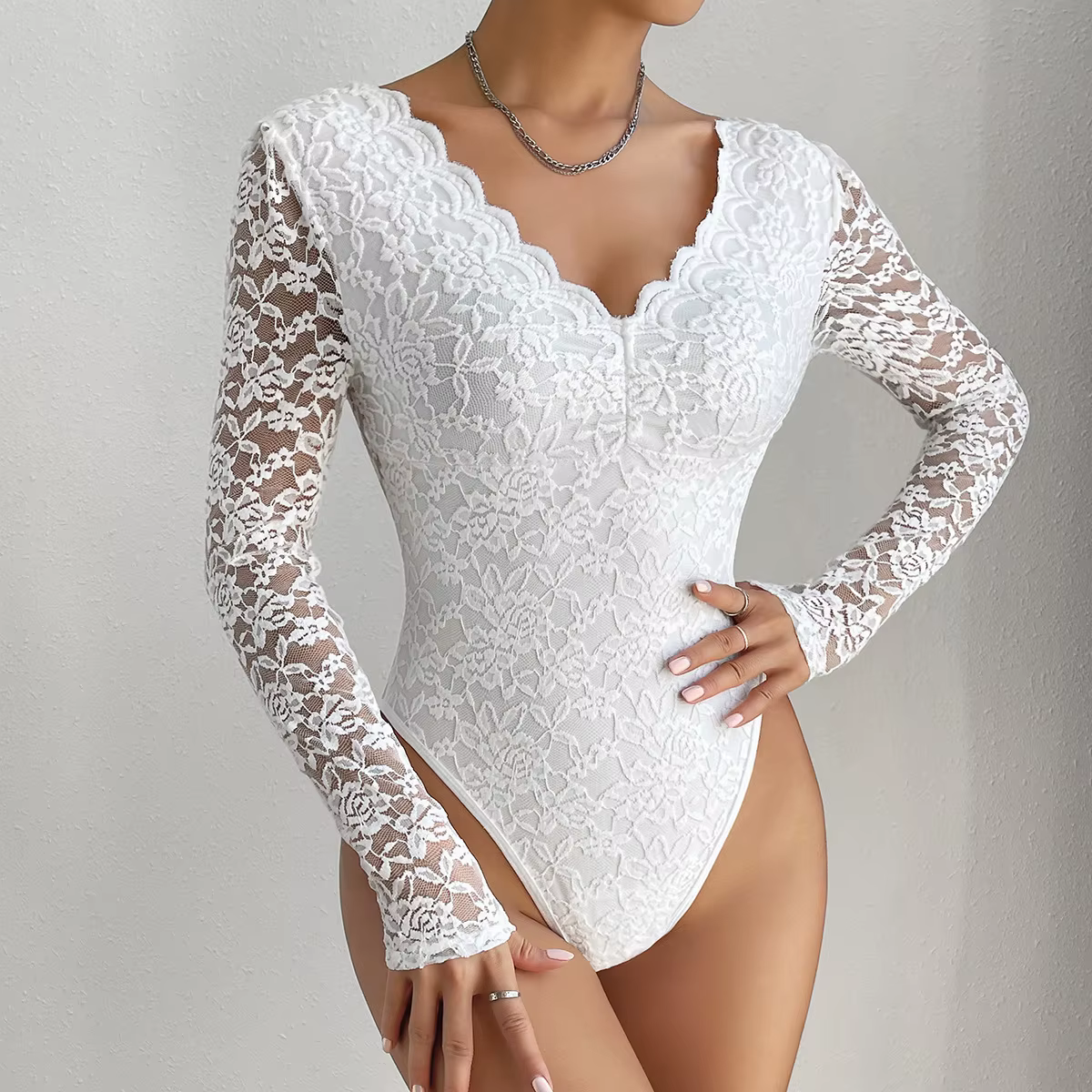 Body Sexy en dentelle blanche pour femmes