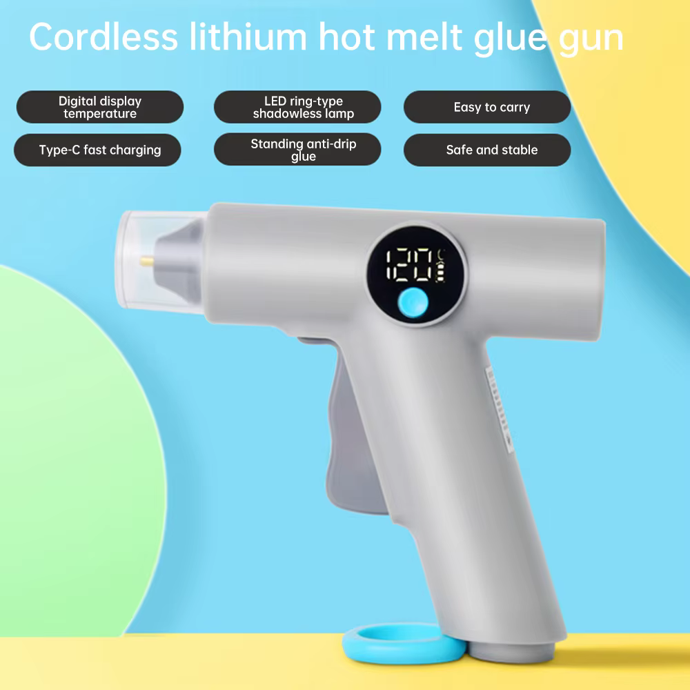 Pistolet à colle thermofusible sans fil 25W, avec lumière LED et support, batterie 2500mAh, charge rapide USB-C, conception Anti-brûlure à chauffage rapide