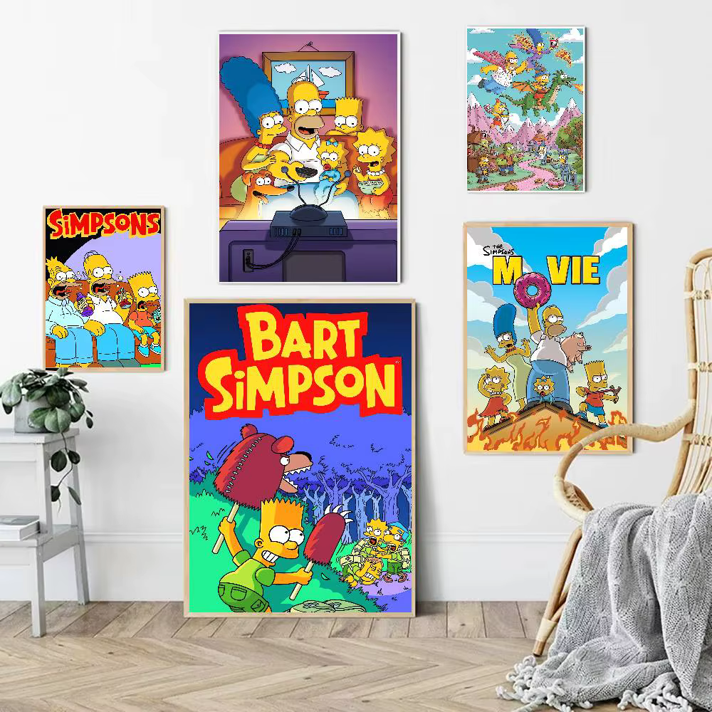 Affiche d'anime vintage The Simpsons, décoration murale pour bureau, salon, décoration unique pour la maison, image décorative
