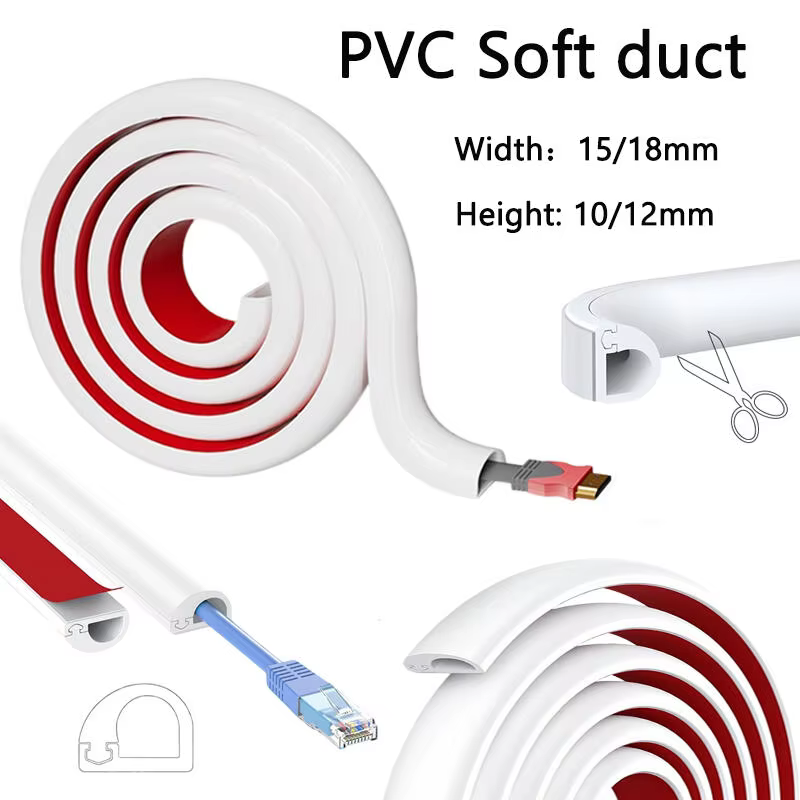 Protecteur de câble de sol en PVC auto-adhésif de 1 m, gaine flexible pour câbles d'intérieur, rampe de sécurité, dissimulateur de câbles facile à installer
