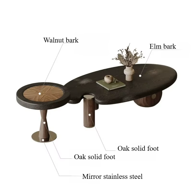 Table basse ronde de salle à manger, table de salon, table d'appoint, table basse gain de place, table basse artistique, table basse en bois, mobilier de style Mid-Century