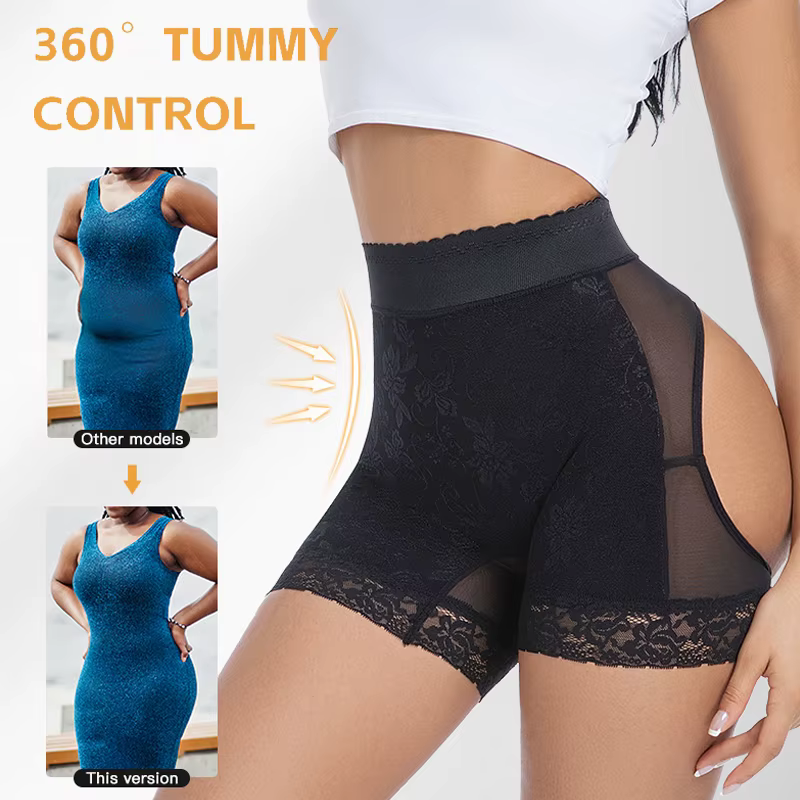 Femmes fesse ouvert hanche butin Shorts dentelle bout