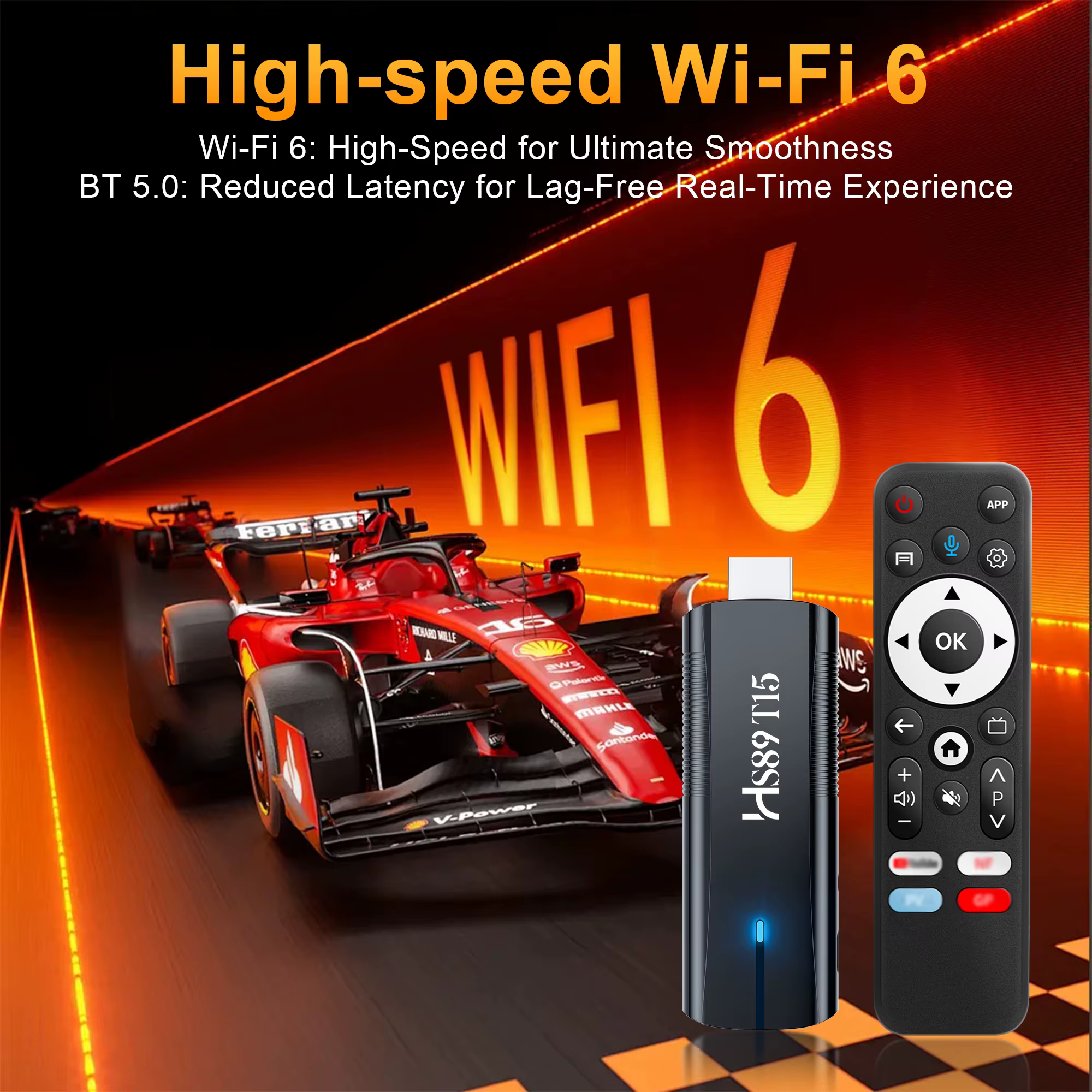 Clé TV intelligente prenant en charge la vidéo 4K, Android 14, RK3539, Wi-Fi 6 2.4G & 5G, BT5.4, lecteur multimédia, assistant vocal
