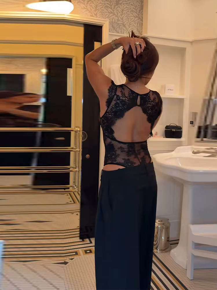 Nouvelle Combinaison Chic Femme en Dentelle Transparente