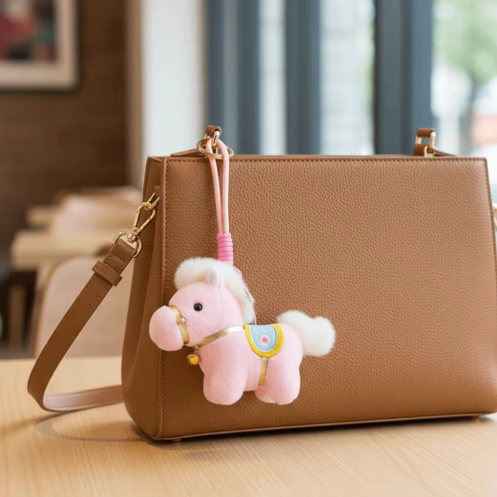 Porte-clés cheval créatif et amusant, mascotte mignonne, pendentif cheval, pelucheux, dessin animé Kawaii, cadeau d'anniversaire