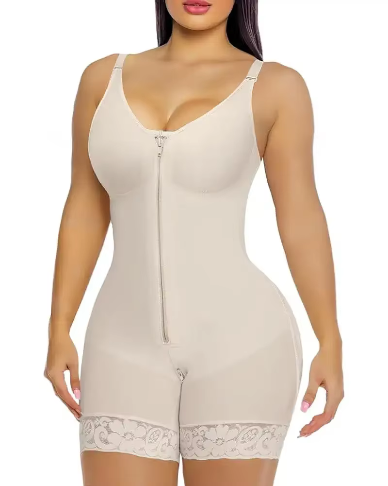 Femmes ventre ventre contrôle bout à bout levage fermeture éclair post-partum BodyShaper Fajas colombien Double Compression Corset taille formateur