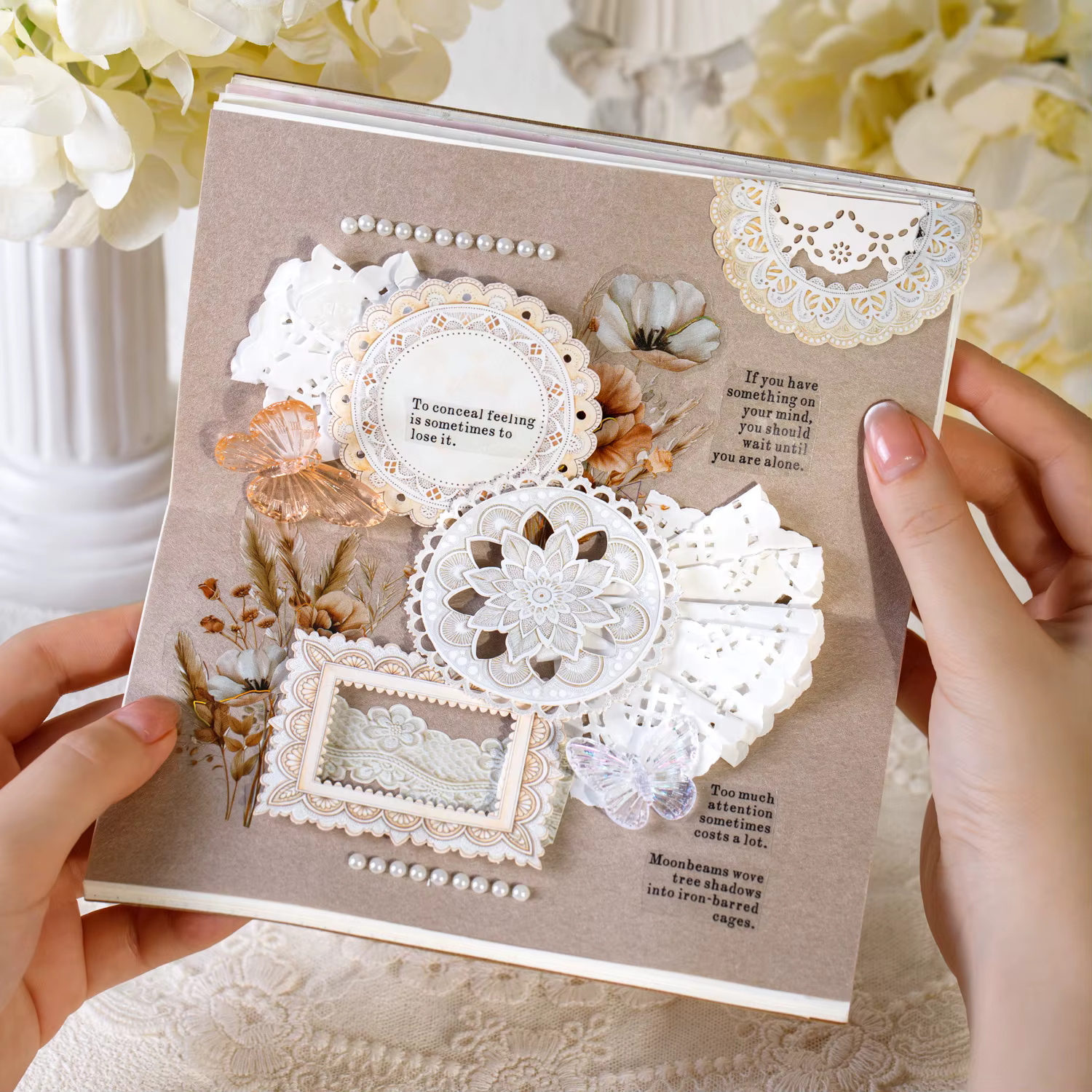 Autocollants décoratifs pour Scrapbooking, série dentelle, pour bricolage, cadre Photo, Collage, décoration, fournitures artisanales, 20 feuilles