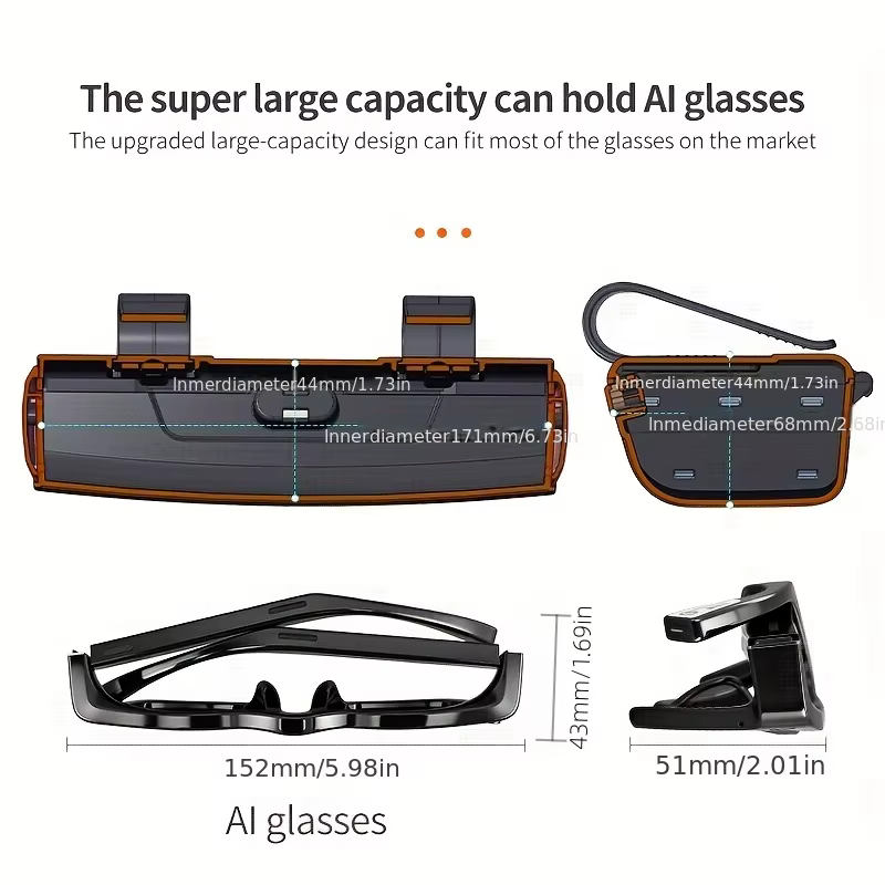 Boîte de protection universelle multifonctionnelle pour lunettes de soleil de voiture, boîte de rangement pour lunettes de soleil et porte-lunettes, pare-soleil à clipser, voiture