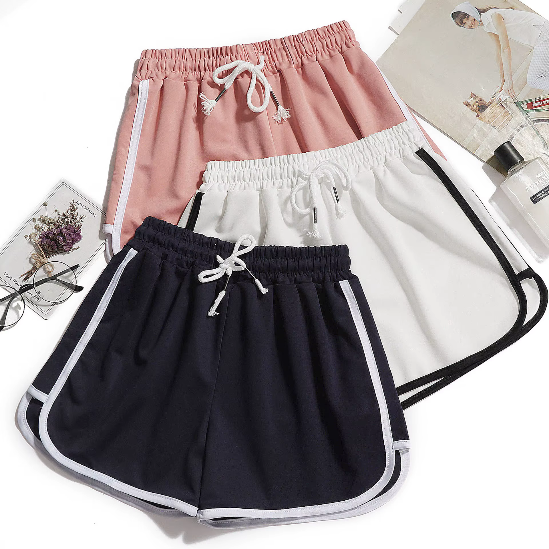 Short de yoga pour femmes, vêtements d'extérieur d'été, taille moyenne, pantalon droit ample, élégant, fin, respirant, jambes larges, pantalon court de gymnastique