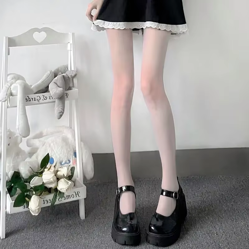 Collants classiques noirs et blancs pour femmes, collants Lolita taille haute, cuisses hautes, Costumes de Cosplay Anime