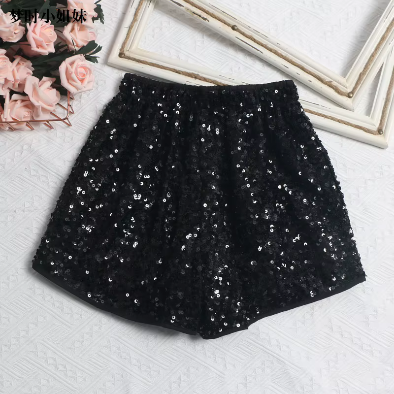 Shorts Femme à Paillettes Coupe Slim Taille Haute Sexy Y2K Streetwear Élégant pour Soirées et Été