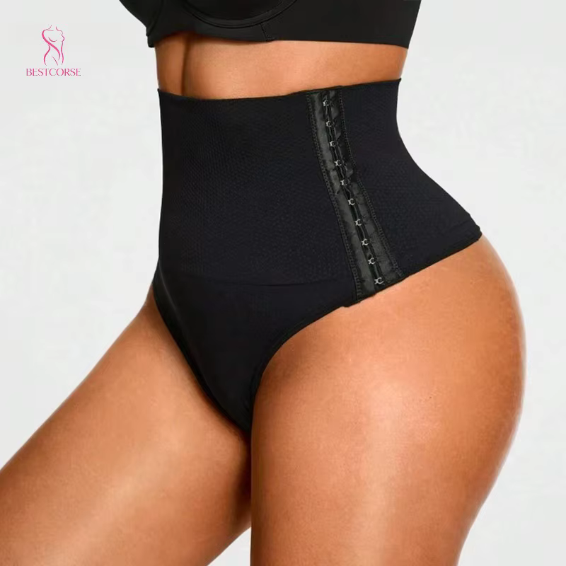 Culotte gainante taille haute amincissante effet ventre plat avec crochets