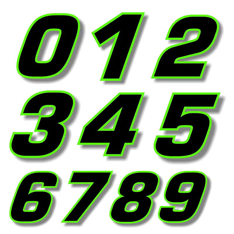 0123456789   Numéro de course hôtel bureau porte adresse chiffres numéro noir avec bordure verte numéro vinyle autocollant M904