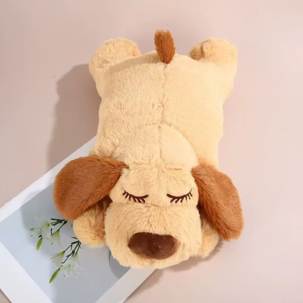 Aide au sommeil, animal en peluche avec battement de cœur de chien, entraînement comportemental, chien couché, jouet anti-anxiété, chiot, animaux de compagnie, chiens, jeu