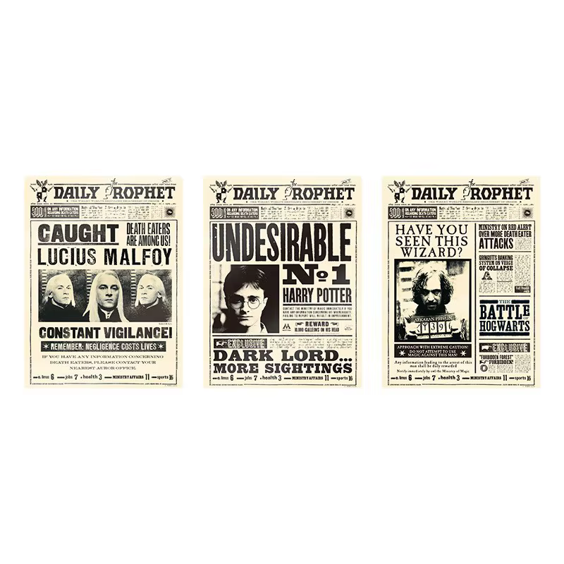 Nouvelle affiche lenticulaire officielle Harry Potter : Réplique des trois affiches de recherche et de la scène de la Prédiction, cadeaux pour fans