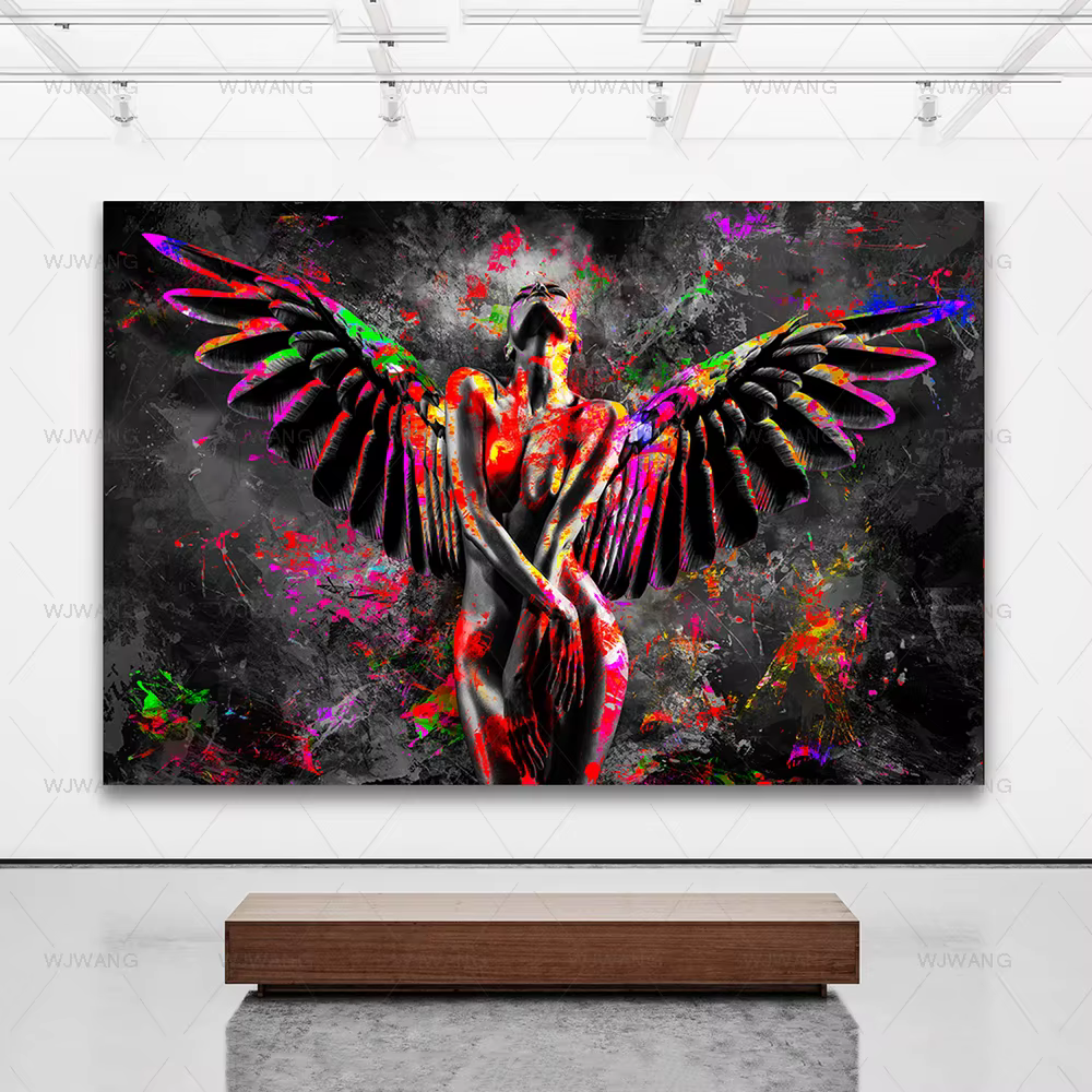 Impression sur toile de femme nue sexy rouge, affiche d'ange sensuel, art mural abstrait, gérer la peinture pour chambre à coucher, décoration d'intérieur