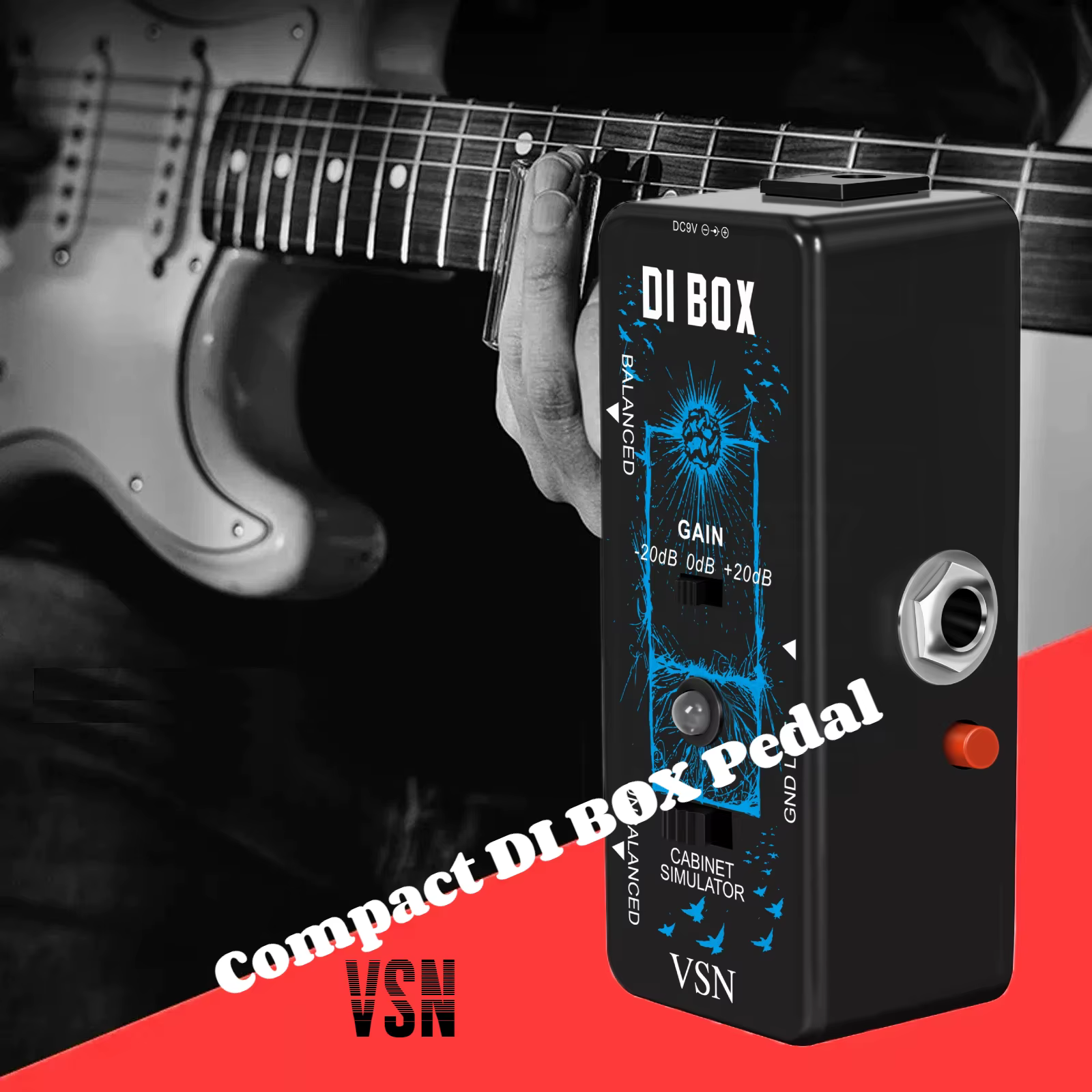 VSN-Mini JEPedal Direct Box, Boîte d'entrée DI avec armoire de contrôle de gain, Commutateur de simulateur, Appareil musical multifonctionnel