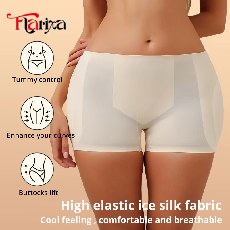 Flarixa coussinets de hanche Shapewear culottes tissu de glace contrôle du bas de l'abdomen Boxer Shorts femmes rehausseur de fesses sous-vêtements rembourrés respirant