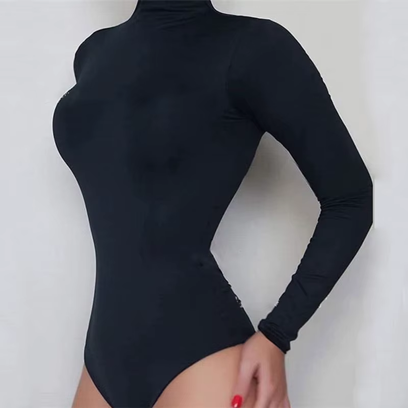 Body noir à manches longues pour femmes