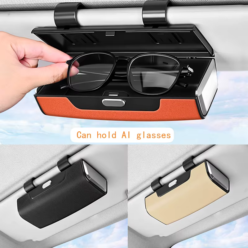 Boîte de protection universelle multifonctionnelle pour lunettes de soleil de voiture, boîte de rangement pour lunettes de soleil et porte-lunettes, pare-soleil à clipser, voiture
