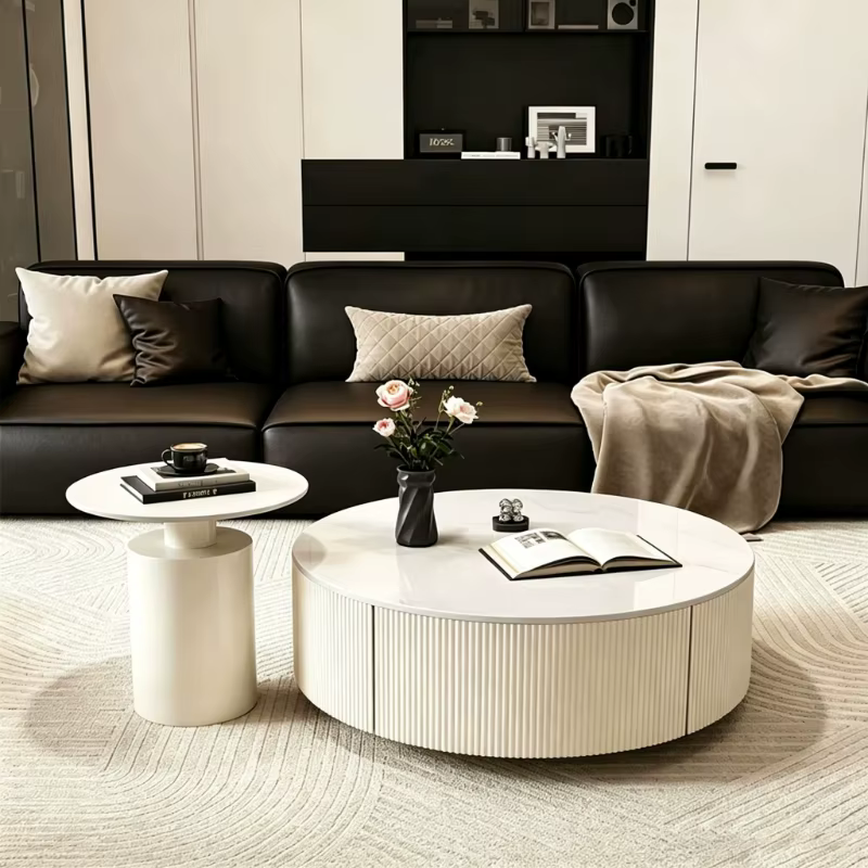 Table basse minimaliste moderne pour salon, design gain de place, petite table basse ronde pour balcon, meubles de salon