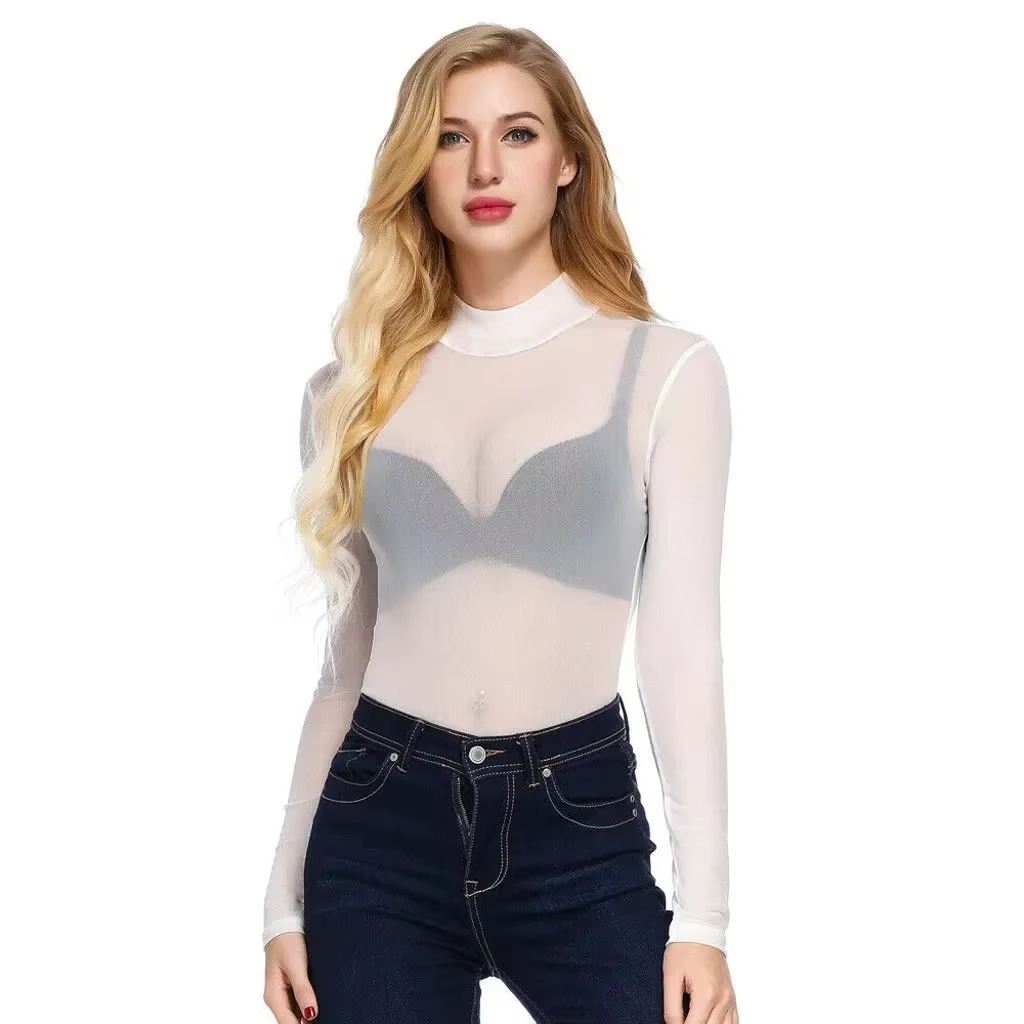 Body en maille transparente élastique