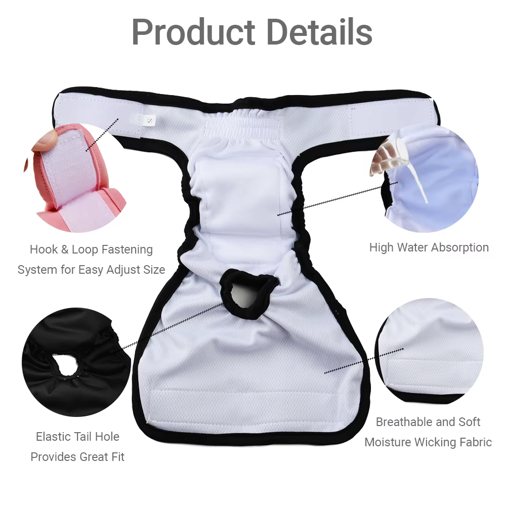 Couches lavables pour animaux de compagnie pour femmes et hommes, culottes hygiéniques respirantes et réutilisables pour chiots, sous-vêtements pour Chihuahua, pantalon court pour Menstruation