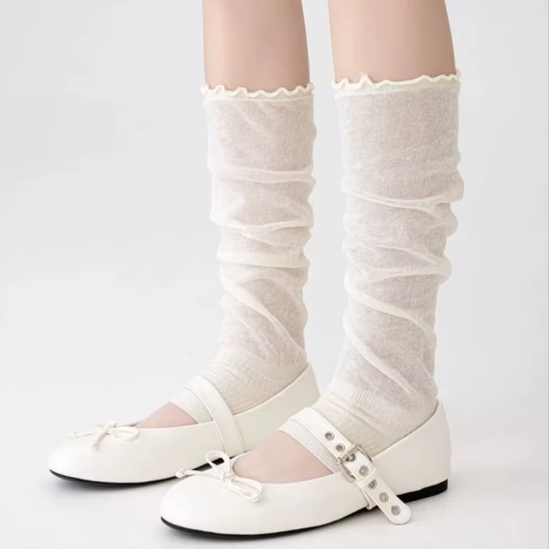 Collants légers en maille printemps/été avec style ballet et effet amincissant