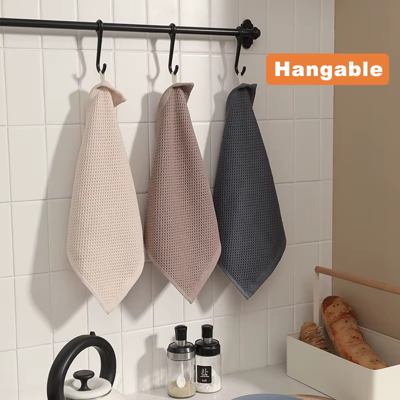 Serviette en coton douce et absorbante, chiffons de cuisine en nid d'abeille, serviette de lavage du visage respirante, chiffon de nettoyage ménager