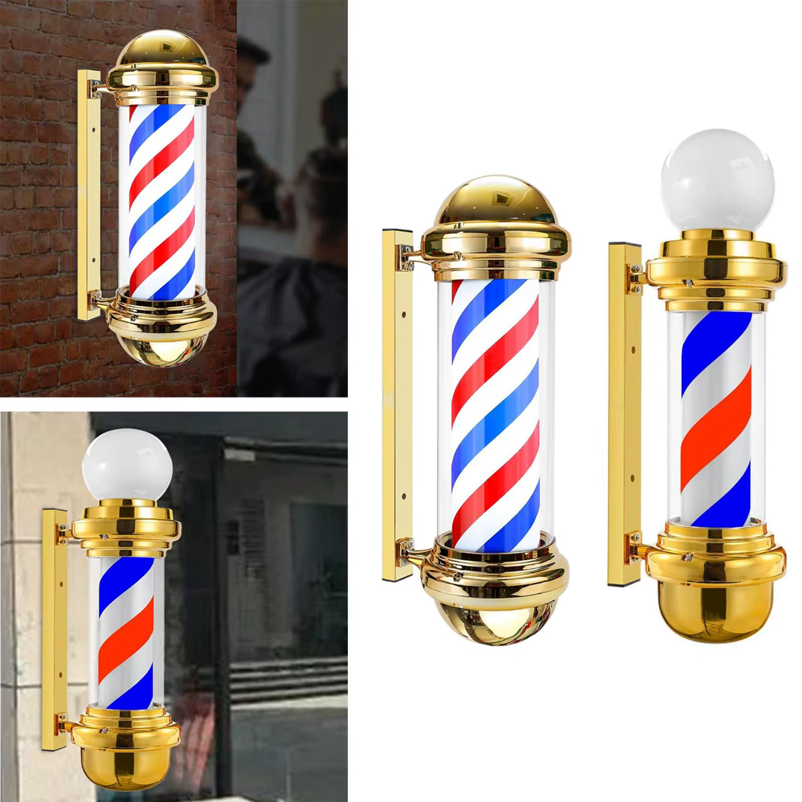 Lumière de poteau de barbier classique, signe classique, lumière LED pour poteau de salon de coiffure pour l'extérieur
