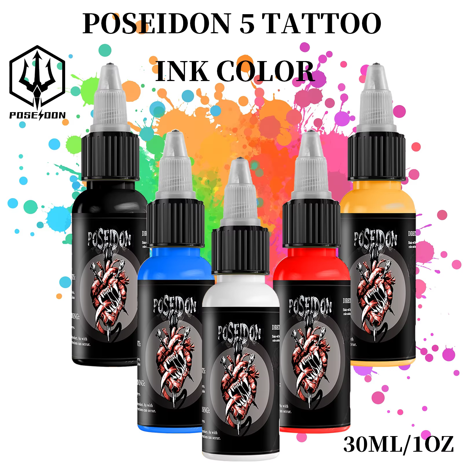 POSEIDON 30ML 5 couleurs encre de tatouage professionnel bricolage Pigment de tatouage Permanent Art corporel Pigment encre de tatouage fournitures de tatouage